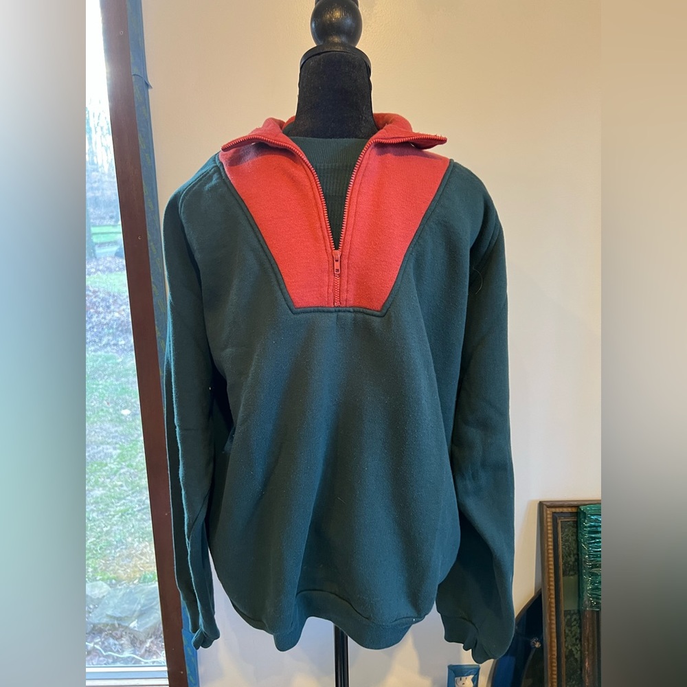 Vintage men’s xL sweatshirt quarter zip big tank green 90s